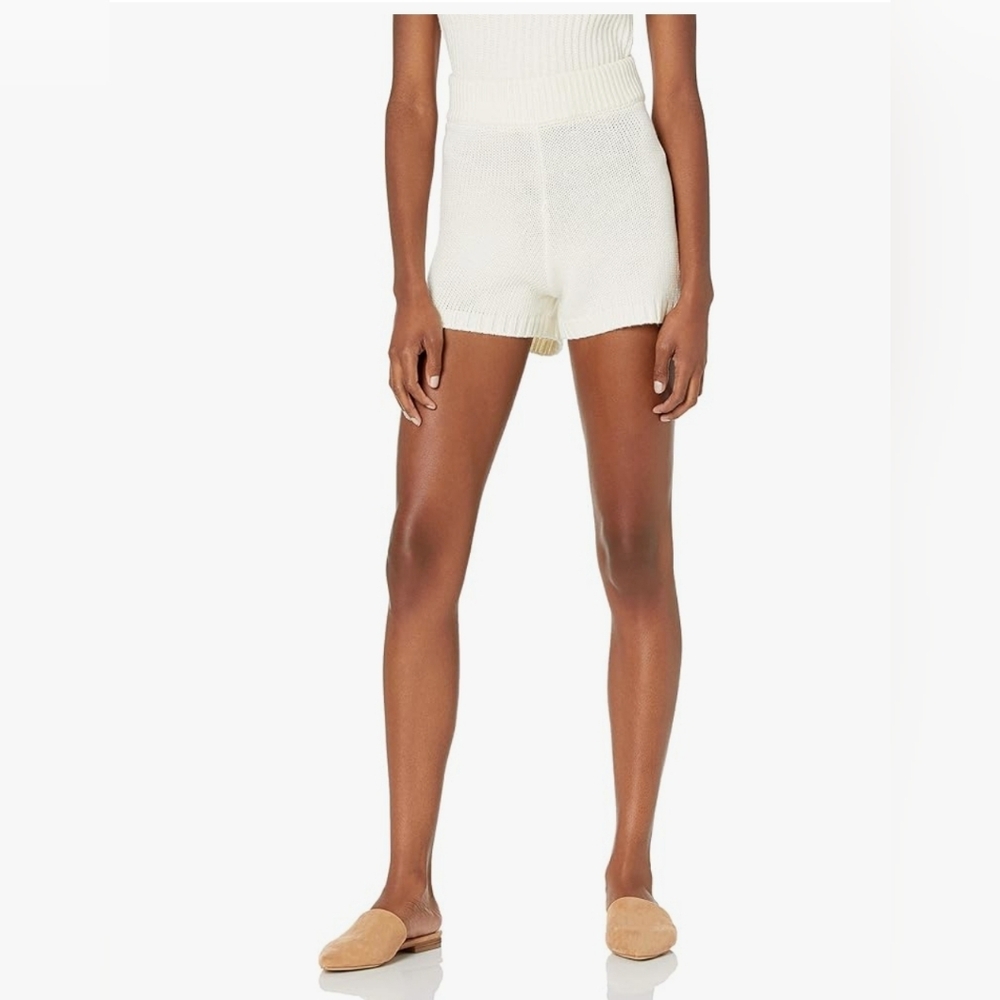 Women's Adrienne Whisper White  Sweater Knit Shorts